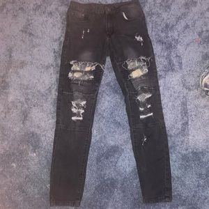 Black Ripped Fitted Jeans